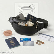 Stylish Black PU Leather Fanny Pack for Women & Men | Waist Bag, Crossbody Travel Chest Bag & Bum Bag for Casual Daily Use | kamar pouch bag