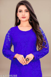 Elegant Net Fabric Embroidered Kurti for Women