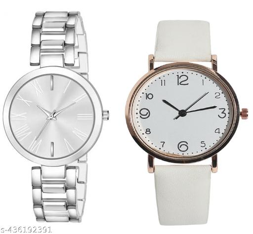 High Quality Round Dial Fancy Leather Belt Women Analog Watch(Pack of 2)