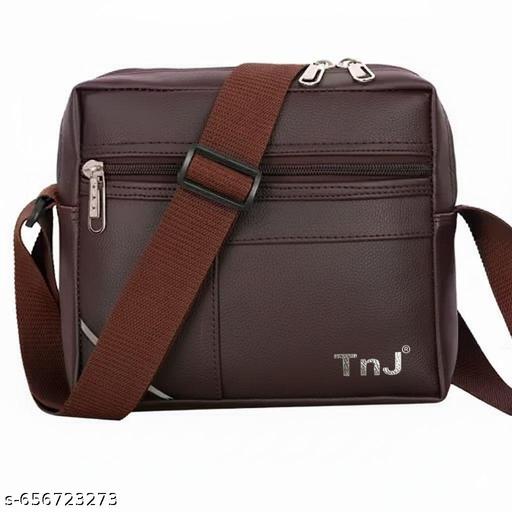 TnJ Stylish Men's Cross Body Bag, Crossbody Shoulder Bag for Travel, Office & Daily Use | Adjustable Strap, Lightweight & Durable  ( Brown )