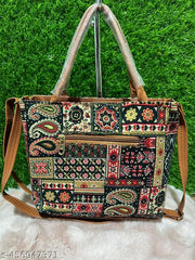 Printed Handicraft Fabric Handbag for Women Office Bag Ladies Shoulder Bag Tote For Women College Girls