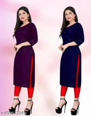Dazzor fox crep kurti for women daily wear 3/4 sleave pack 2 low price  traindly
