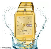 SHMOFY LUXRY All Gold Day & Date Functioning Long Life Black Plated Chain Analog Watch For Men