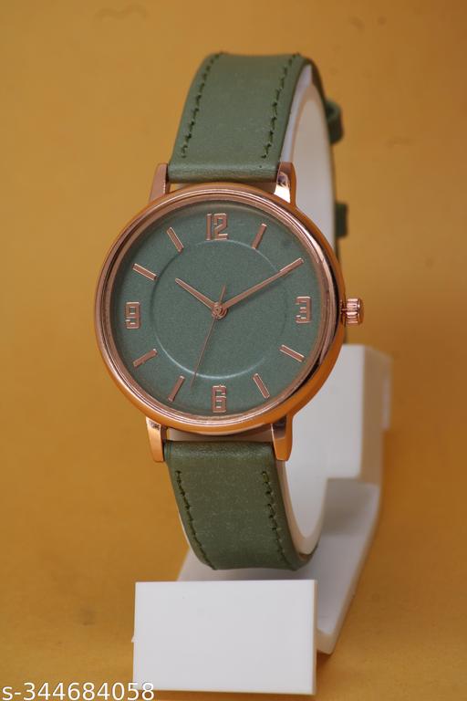 Premium Quality Solid Dial Designer Attractive Leather Belt Analog Watch for Women And Girls