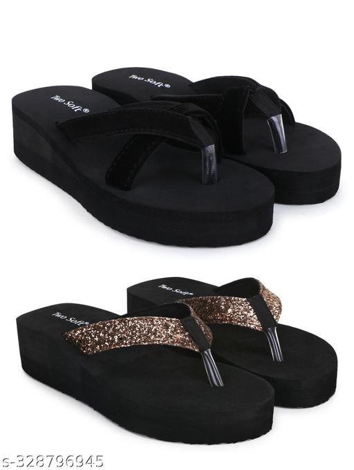 Two Soft Super Soft Quality Light Weight, Stylish & Comfortable Slippers / Flipflop for Women & Girls Combo of 2