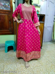 Women Janki Anarkali Pink Jaipur Kurti