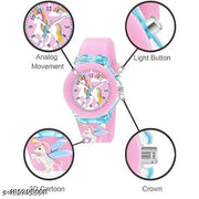 BUY 1 GET 1 FREE Kids Cartoon Printed LED Backlight Digital Multi Function Watch Light Pink Kids Analog Watch unicorn watch kids watch