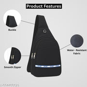 Sling mobile bag Crossbody travel bag Stylish Shoulder Bag chest bag Backpacks Lightweight One Strap Sling Bag for Men & Women (Black - 30 x 21 x 7 Cm)