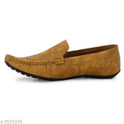 Brown Solid Loafers For Men
