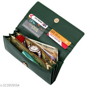 Women's and Girl's Synthetic Leather Mobile Hand Clutch Handbag Hand wallet Purses 6 Card Slots & Phone Pocket Green (8LOVEES)