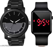 Watch Combo BUY 1 GET 1 FREE Low Price Stylish Combo Watch Analog Watch - For Men Analog And digital All Black Rubbers Strap Stylish Pack Of 2 Combo Watch