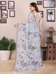 Daily Wear Bollywood Style Trendy Printed Saree For Women with Unstitch Blouse Piece