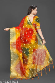 NEW FANCY ORGANZA SAREE  MULTY COLOUR SAREE
