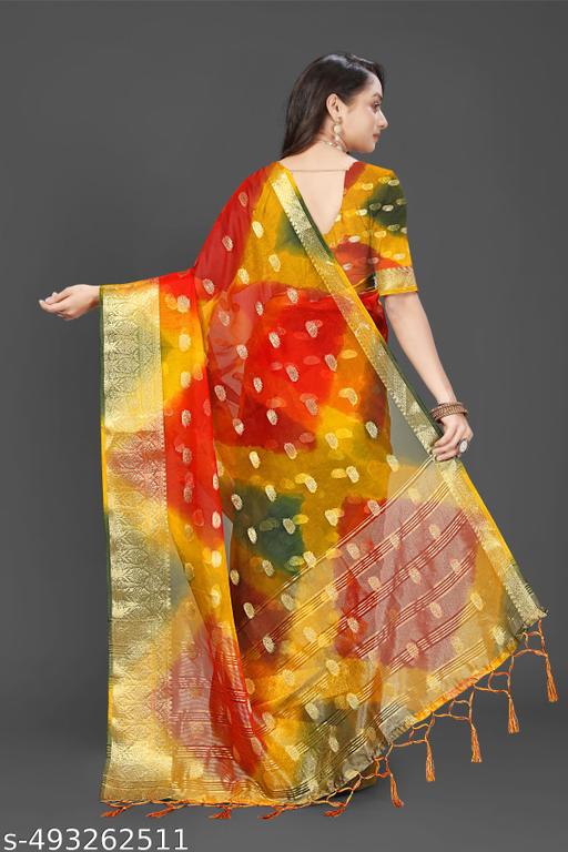 NEW FANCY ORGANZA SAREE  MULTY COLOUR SAREE