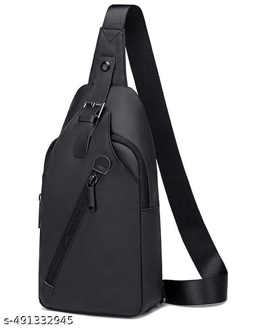 Sling Bag for Men Crossbody Slim Chest Bag for Men for Upto 8-inch iPad Small Shoulder Side Bag with Earphone Port Water-resistant Mobile Bag Passport Bag for Travel Daypack Office,Black