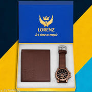 LORENZ Brown Watch and Wallet Combo for Men & Boys |CM-1054WL-BRN