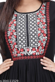 Trendy Women's Gown Kurti ( Black)