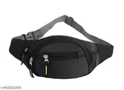 Flikker: Stylish Cross Body Waist Bag For Men Chest Bag Women Fanny Pack Side Kamar Pouch Belt Bag Boys & Girls Unisex Polyester Waterproof Bag (Black, Pack of: 1)