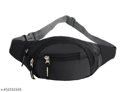 Flikker: Stylish Cross Body Waist Bag For Men Chest Bag Women Fanny Pack Side Kamar Pouch Belt Bag Boys & Girls Unisex Polyester Waterproof Bag (Black, Pack of: 1)