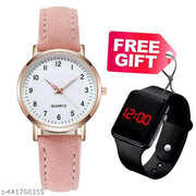girl watch fashion casual leather belt Watches simple ladies watch with free kids led smart watch