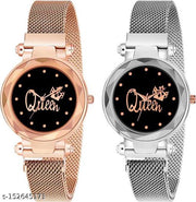 Luxury Casual Gold and Black Analog Girls Watch Analog Watch - For Women