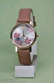 SHREE GORGEOUS FLOWER DESING LATHER ANALOG WATCH FOR GIRLS AND WOMEN COMBO (PACK OF 2)