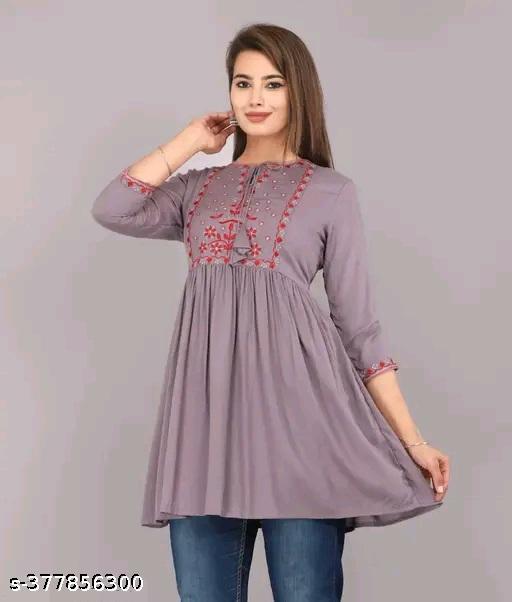 grey top Girls Trending top kurti Agile Trendy Girls Tops & Tunics kids topstops for girls kids kurti girls children kurti Pretty Fashionable Women Dresses,