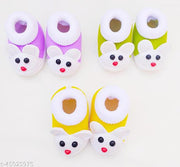 Tarun Child Care Baby Booties Baby Shoes for Any Occasions, Festive-0 to 10 Months Unisex-Multicolor (Pack of 3)