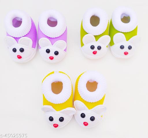 Tarun Child Care Baby Booties Baby Shoes for Any Occasions, Festive-0 to 10 Months Unisex-Multicolor (Pack of 3)