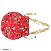 Foxtree 2 Pcs Indian Handmade Embroidered Potli Combo For Womens & Girls Wristlets Handbags To Carry In Parties, Weddings And Social Events Purses.