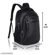 Zerus Stylish Black PU Leather Backpack for Men and Women Office Travel School and College Bag Durable and Spacious Laptop Backpack