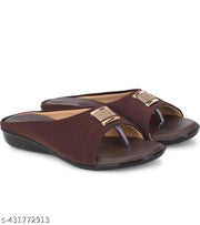 SGR Sandals Brown Slipper for Women , Women's Fashion Sandal Faux Leather, Comfortable & Stylish Wedges Ideal for Casual & Formal Occasions, Comfortable Lycra Slippers For Women, Flats for Women Stylish Latest Girls