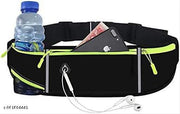 Running Waist Belt for Women & Men Sweat Rainproof Phone Holder with Adjustable Strap & 3 Pockets Headphone Hole WaistBag for All Kind of Phone-Sports, Yoga, Workout & Outdoor Activities- Black