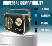 Bluetooth Speaker with FM Radio, Leather Strap & Gold Trim (Mint Green)