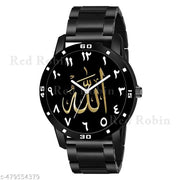 Welix Analog ALLAH Design Black Dial Stylish Black Silicone Strap Wrist Watch for Muslim Men and Boys, Pack of 1 - ALLAH-AVO-BLK-CDBLK