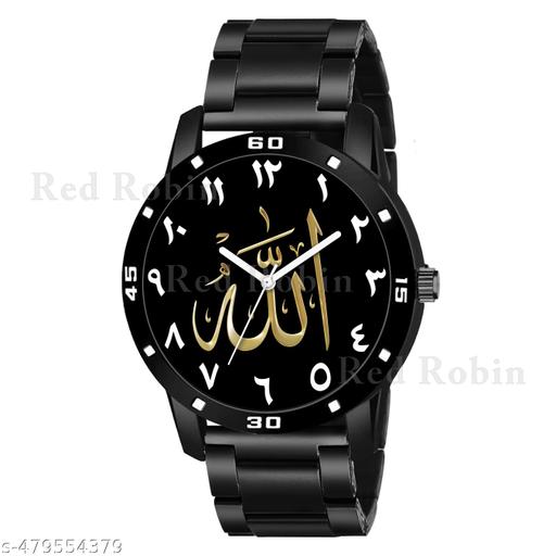 Welix Analog ALLAH Design Black Dial Stylish Black Silicone Strap Wrist Watch for Muslim Men and Boys, Pack of 1 - ALLAH-AVO-BLK-CDBLK