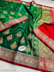 Trendy Banarasi Satin Saree with Embroidery