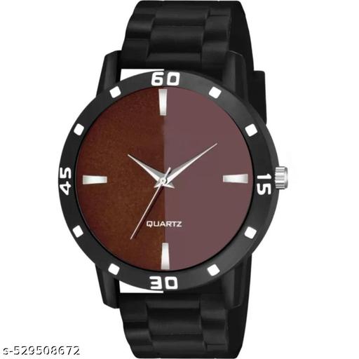Yolako Men  Watch Brown line Dial Bumpper Pu Black Belt Men and Boy Watch