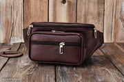 Premium leather-look material for a stylish appearance Multiple zip compartments to keep esseSntials organized Adjustable waist strap for a comfortable fit