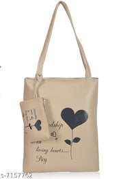 Trendy Women's Beige Leather Tote Bags