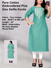 Women's Embroidered Plus Size Cotton Kurta