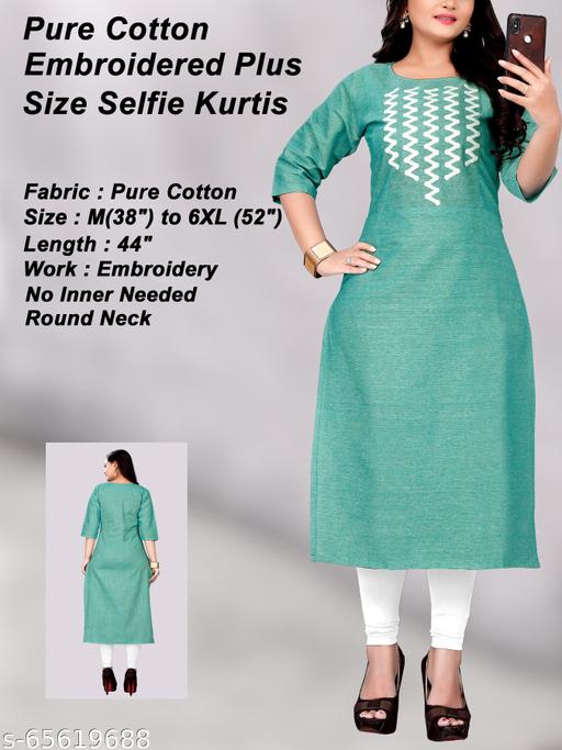 Women's Embroidered Plus Size Cotton Kurta