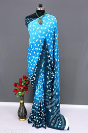 Rekha Maniyar Women's Georgette Printed Saree With Unstitched Blouse