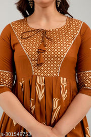 Women Rayon Floral Printed Chavvi Anarkali Kurtis