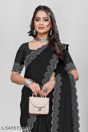New trendy Wedding And Party Wear Georgette Solid Saree With Unstitched Blouse For Womens