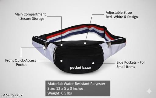 Pocket Bazar Utility Waist Bag | 5 Zipper Storage | Travel & Casual Use
