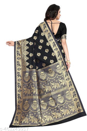Silk-Villa soft kanjivaram silk sarees banarasi silk saree (Pari9016-Black)