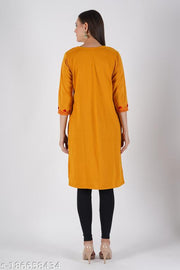 MUSTARD WOOLLEN EMBRODRY AARI WORK KURTI FOR WOMEN