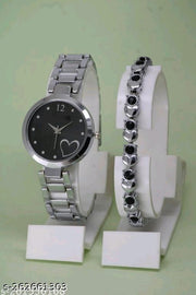  Metal Strap Analog Women Watch with Attractive Bracelet for Women