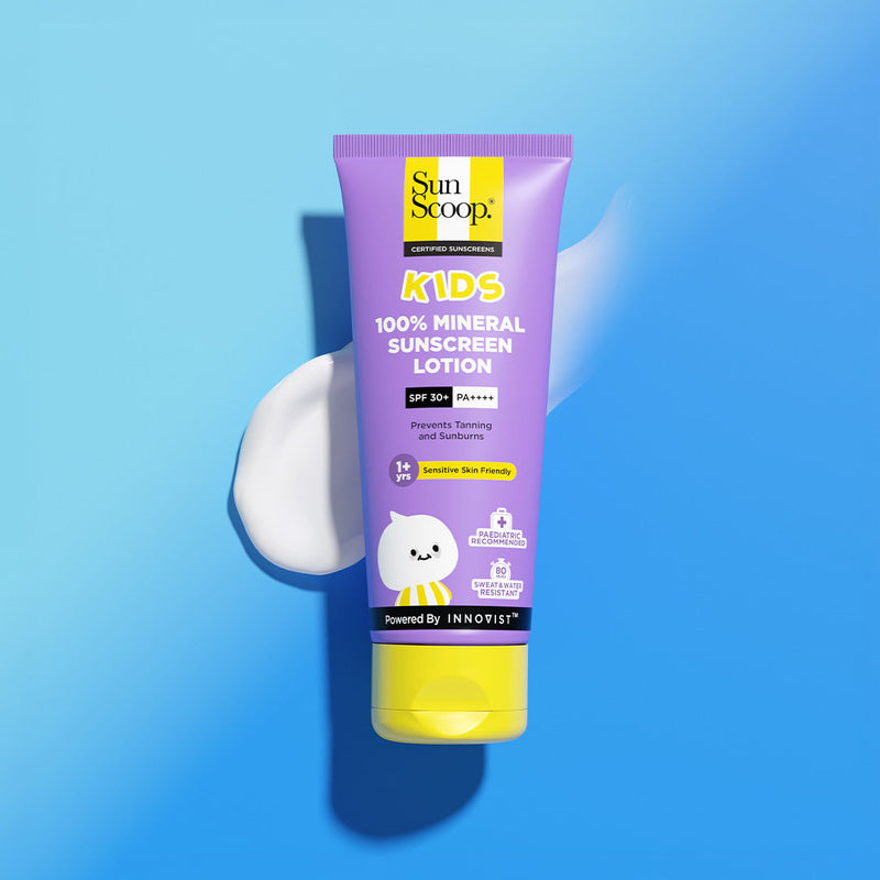 SunScoop Sunscreen - SPF 30 PA++++ Kids Sunscreen Lotion SPF 30+ PA++++ | 100% Mineral | Paediatrician Recommended (75 g)